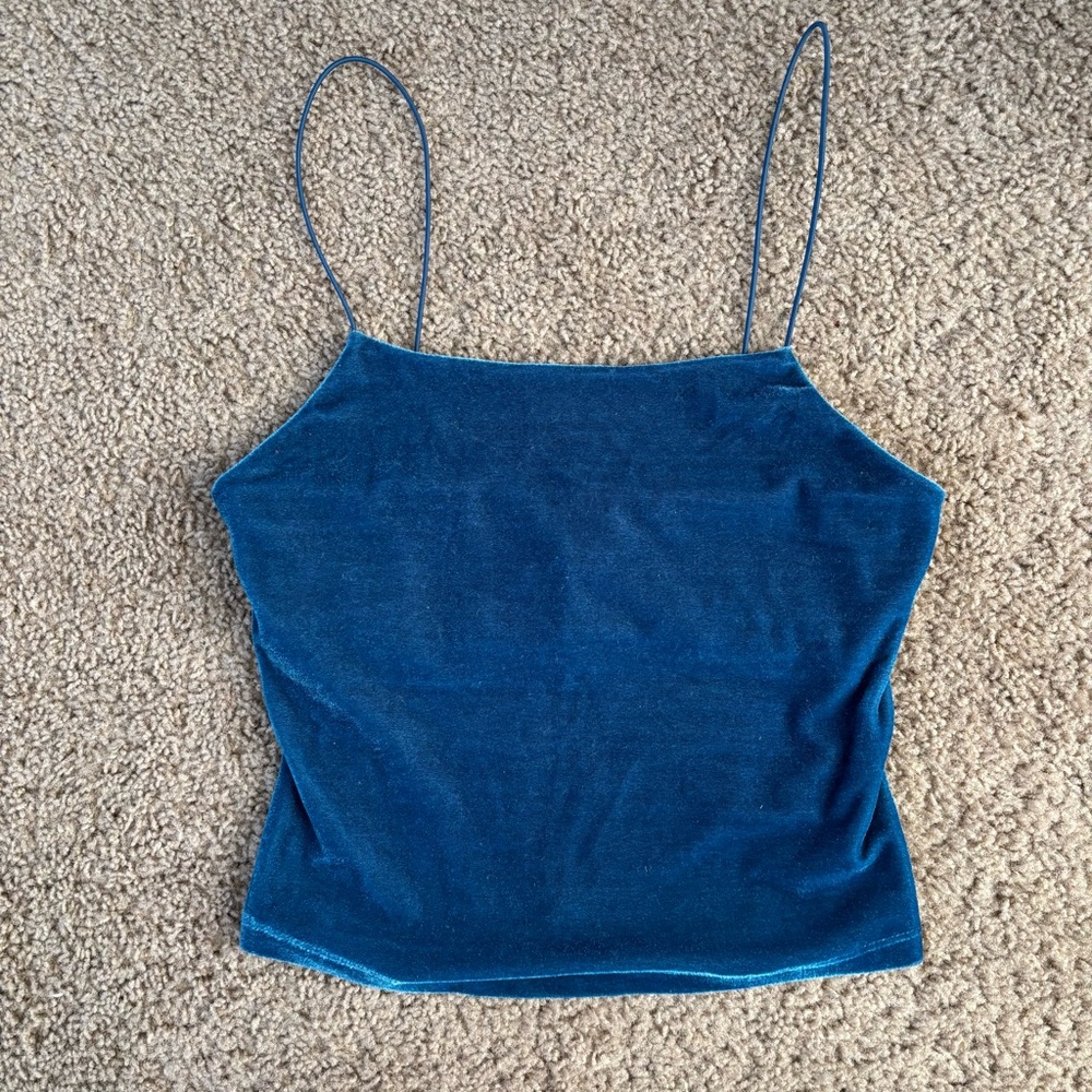 Urban Outfitters Blue Velvet Tank Top